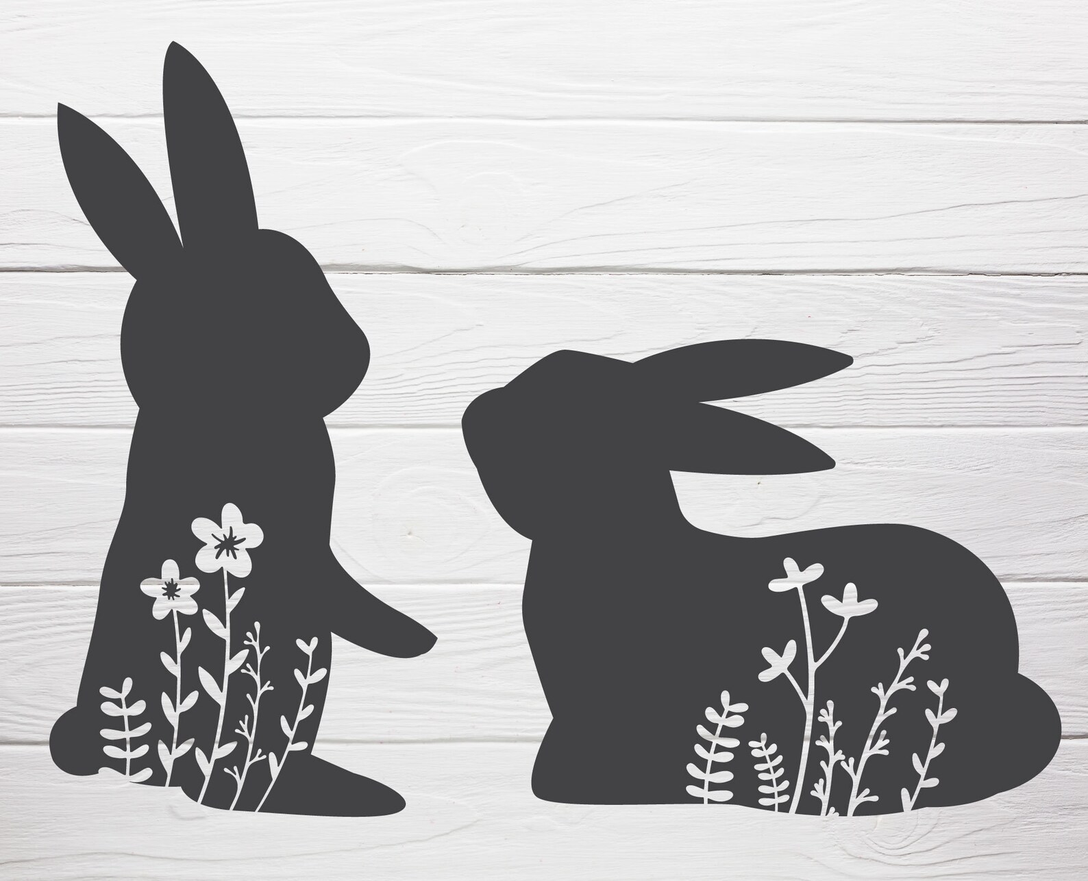 Floral Bunny SVG Bundle Cut File,circut, Bunny With Flower, Easter ...