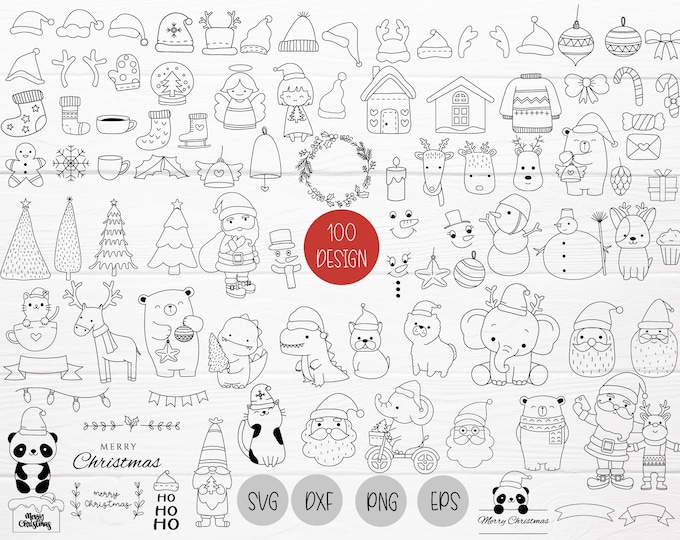 50 Christmas Gnome Bundle SVG for Cut File,christmas Doodle, Hand Drawn ...