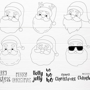 Kerstman cartoon svg, tekst voor kerstbundel, rand, bloemen gesneden bestand, kerstman, doodle, vrolijk kerstfeest, dxf, png, eps, voor cricut silhouet