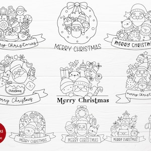 Christmas SVG bundle cut file, Merry Christmas SVG, christmas tree ,Santa Svg, clipart animal hand drawn style,for cricut Silhouette,Cameo