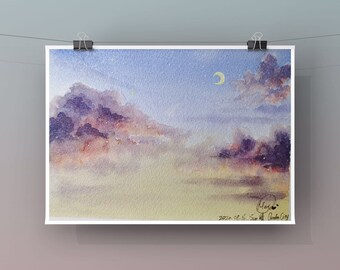 Original Watercolor Painting: British Columbia Sunset Art