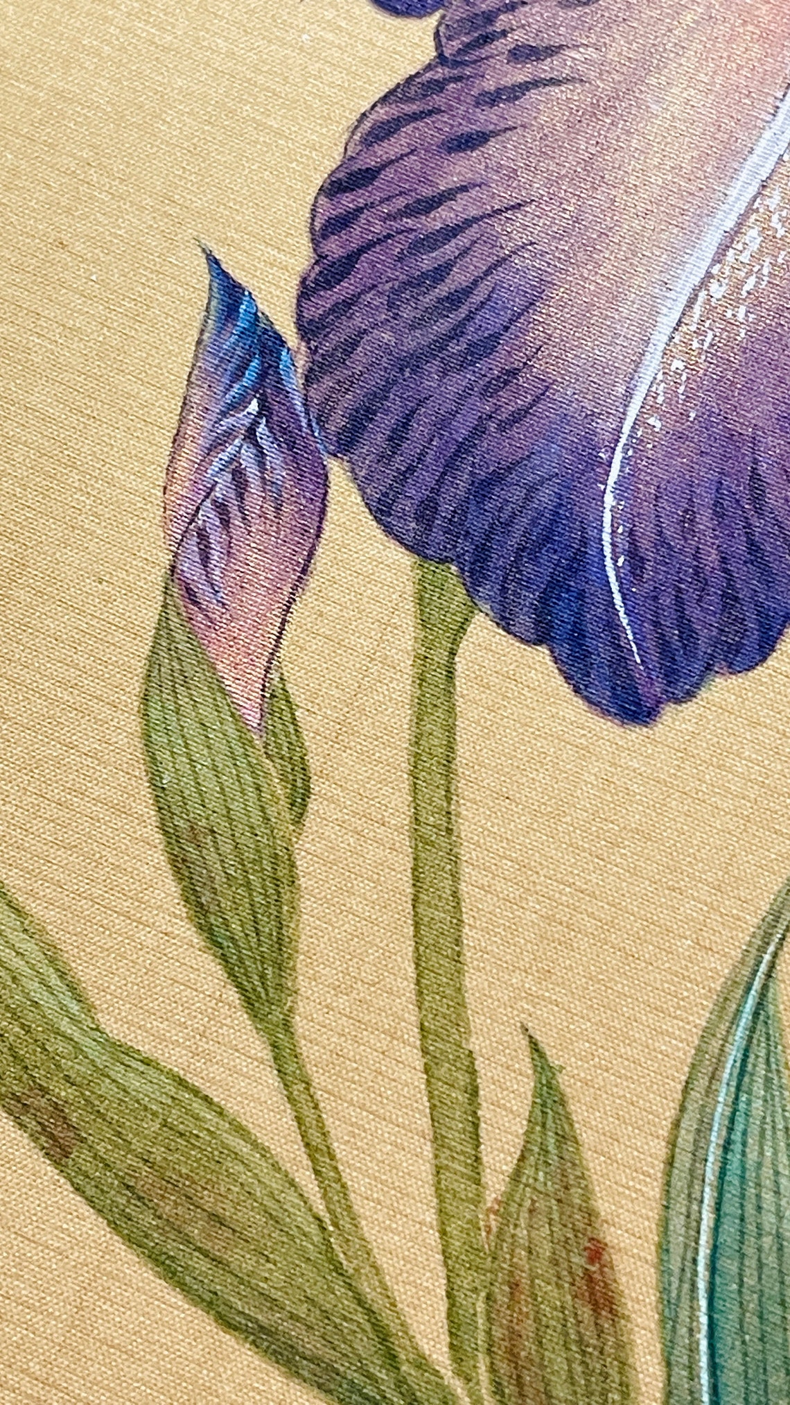 Handmade Iris Flower Painting: Asian Mogu Art on Silk - Etsy