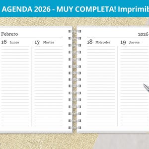 Agenda 2026 - Dos días por página - para imprimir - Planeadores Mensuales - Gastos - archivos PDF imprimibles - digital - MUY COMPLETA
