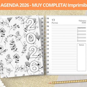 Agenda 2026 Diaria para imprimir - Planeadores Mensuales - Gastos - Notas punteadas Bullet Journal - archivos PDF imprimibles - MUY COMPLETA