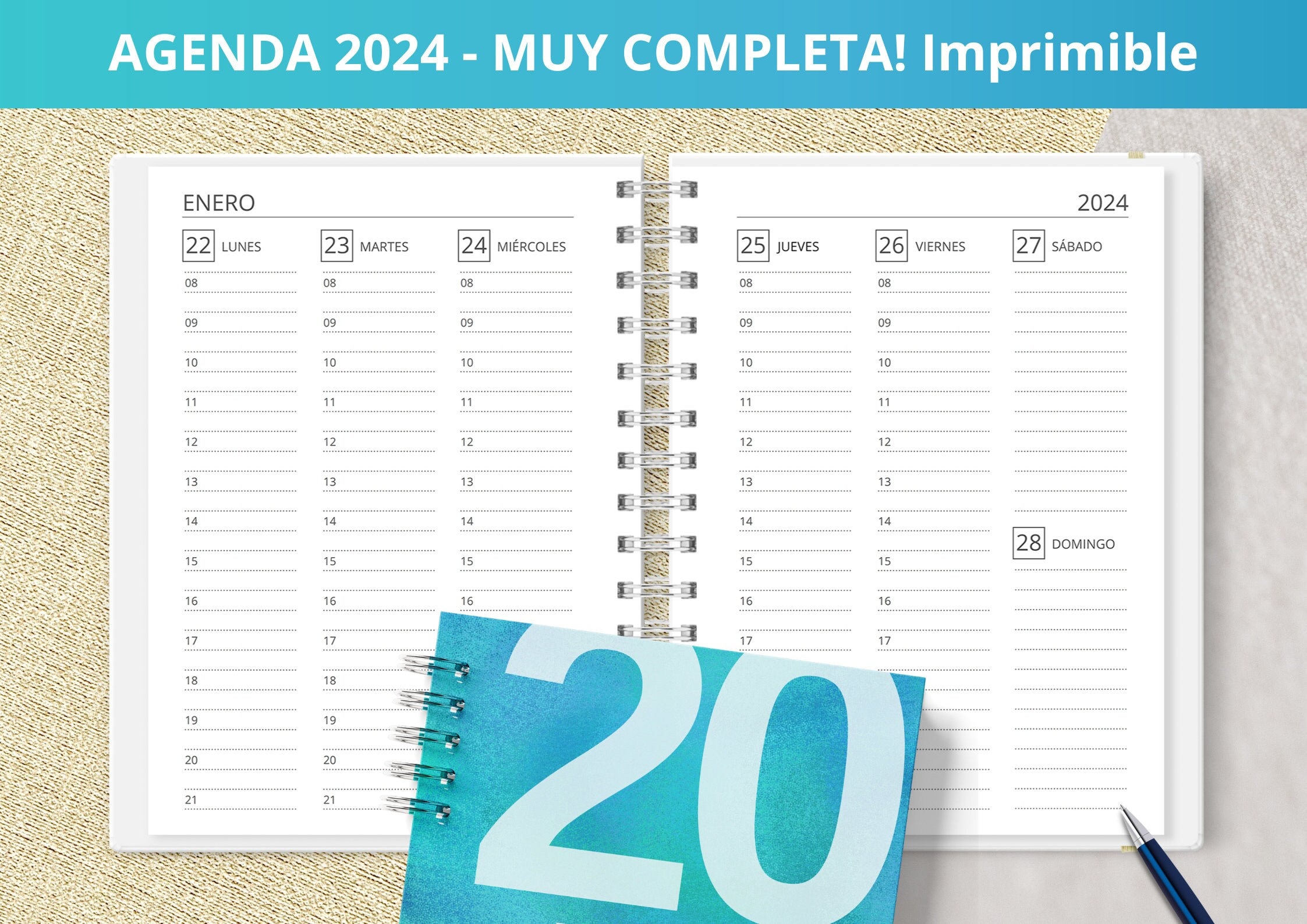 2024 Weekly Agenda to Print Week in View Monthly Planners Expenses  Printable PDF Files VERY COMPLETE 