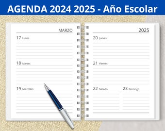 Agenda 2024 2025 - School Year - Printable - August to July - Weekly View - PDF files to print - Monthly planners - notes