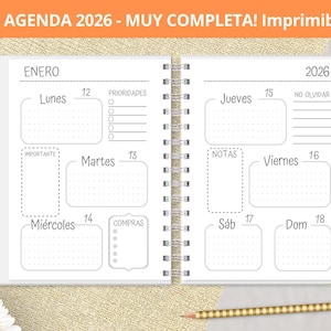 Agenda 2026 Semanal para imprimir - Planeadores Mensuales - Gastos - Notas punteadas Bullet Journal- archivos PDF imprimibles - MUY COMPLETA