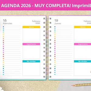 Agenda 2026 Diaria para imprimir - Planeadores Mensuales - Gastos - Notas punteadas Bullet Journal - archivos PDF imprimibles - MUY COMPLETA