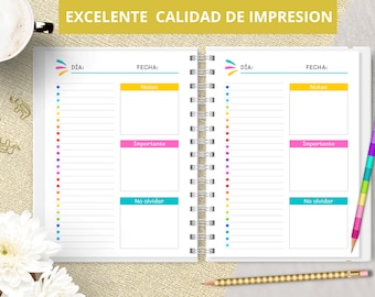 Printable Daily Planners - Perpetual Planners - Printable PDF Files - Organizers - Planners - in Spanish - Notes
