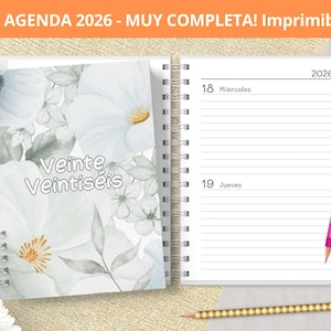 Agenda 2026 - Dos días por página - para imprimir - Planeadores Mensuales - Gastos - Notas Bullet Journal - archivos pdf - MUY COMPLETA