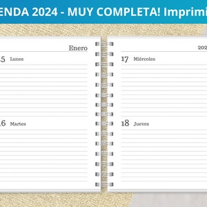 Agenda 2024 Two days per page to print Monthly Planners Expenses printable PDF files digital VERY COMPLETE image 1