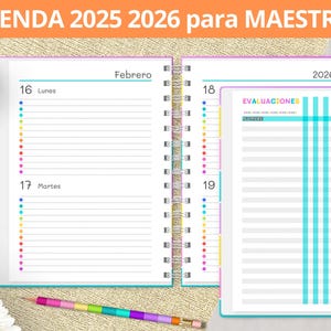 Agenda Escolar 2025 2026 para maestros para imprimir - Asistencia - Evaluaciones - Calificaciones - Listas - Planeadores-Planificadores