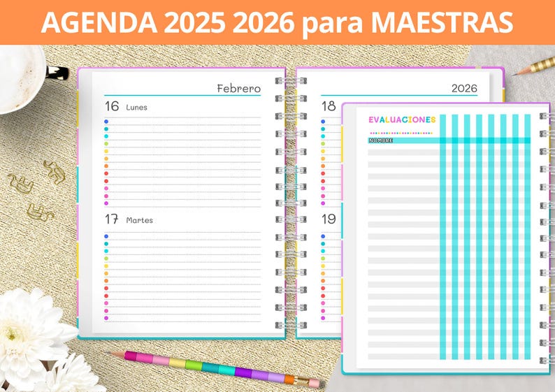 Agenda Escolar 2025 2026 para maestros para imprimir - Asistencia ...
