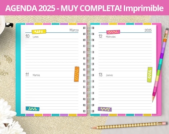 2025 Agenda - Two days per page - Printable - Monthly Planner - Expenses - Bullet Journal Notes - PDF files - VERY COMPLETE