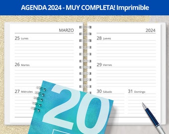 Printable Weekly Agenda 2024 - Week in View - Monthly Planners - expenses - printable PDF files - VERY COMPLETE