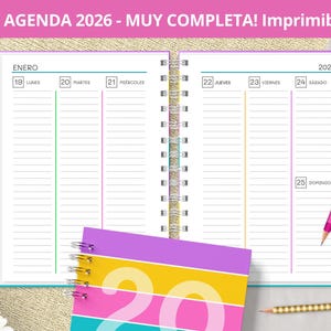 Agenda 2026 Semanal para imprimir - Planeadores Mensuales - Gastos - Notas punteadas Bullet Journal- archivos PDF imprimibles - MUY COMPLETA