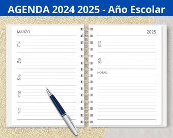 Agenda 2024 2025 - School Year - Printable - August to July - Weekly View - PDF files to print - Monthly planners - notes