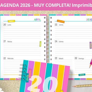 Agenda 2026 Semanal para imprimir - Planeadores Mensuales - Gastos - Notas punteadas Bullet Journal - archivos PDF imprimibles MUY COMPLETA