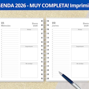 Agenda 2026 Diaria para imprimir - Un Día por Página - Planeadores Mensuales - Gastos - archivos PDF imprimibles - digital - MUY COMPLETA