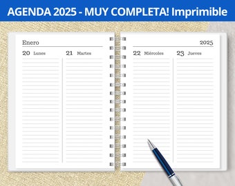 Agenda 2025 - Two days per page - printable - Monthly Planners - Expenses - printable PDF files - digital - VERY COMPLETE