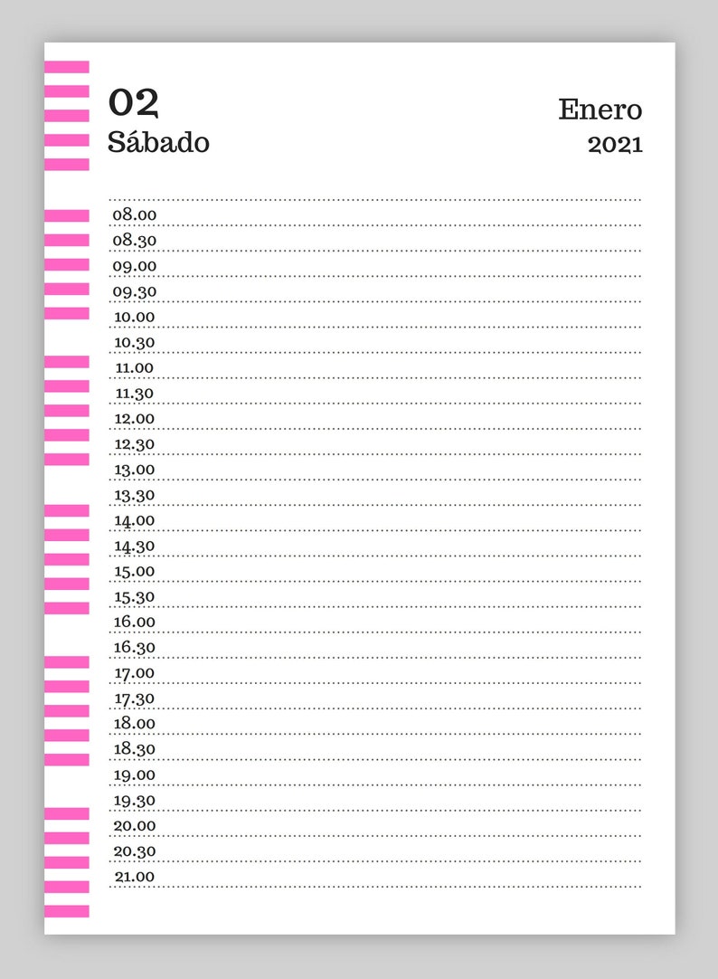 Agenda imprimible 2021 Diaria Un dia por pagina archivos Etsy