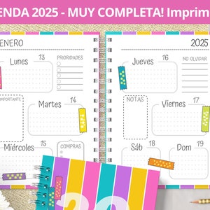 2025 Weekly Printable Agenda - Monthly Planners - Expenses - Bullet Journal Dotted Notes - Printable PDF Files - VERY COMPLETE