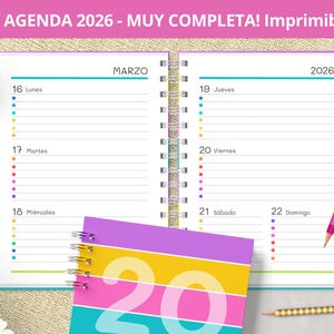 Agenda 2026 Semanal para imprimir - Planeadores Mensuales - Gastos - Notas punteadas Bullet Journal - archivos PDF imprimibles- MUY COMPLETA