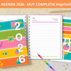 2026 Daily Agenda with Stickers Stickers - to print - Monthly Planners - Expenses - Bullet Journal Notes - Planner - VERY COMPLETE