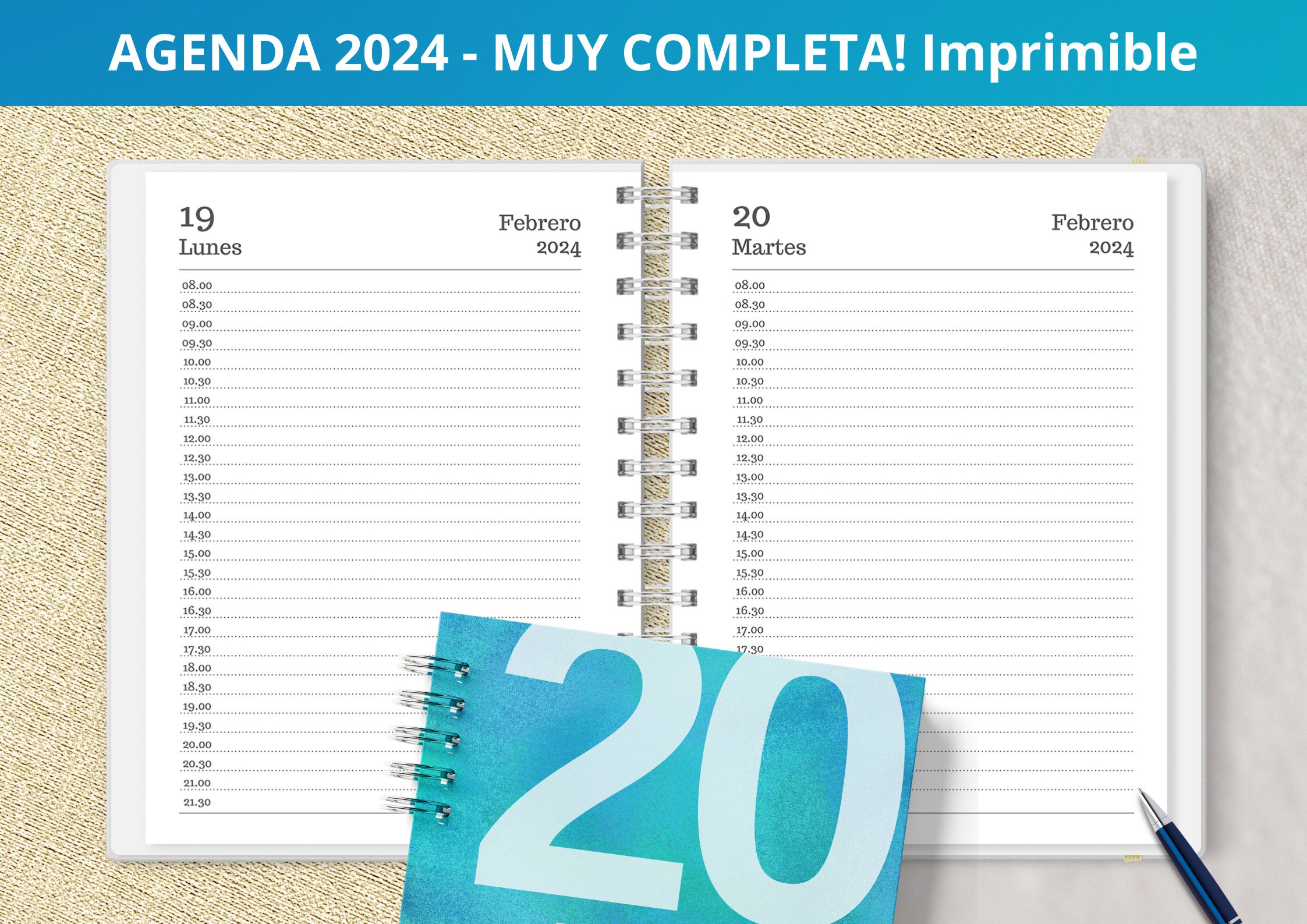 2024 Daily Agenda to Print One Day per Page Monthly Planners Expenses  Printable PDF Files Digital VERY COMPLETE 