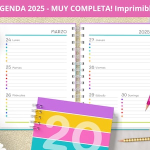 Printable 2025 Weekly Agenda - Monthly Planners - Expenses - Bullet Journal dotted notes - printable PDF files - VERY COMPLETE