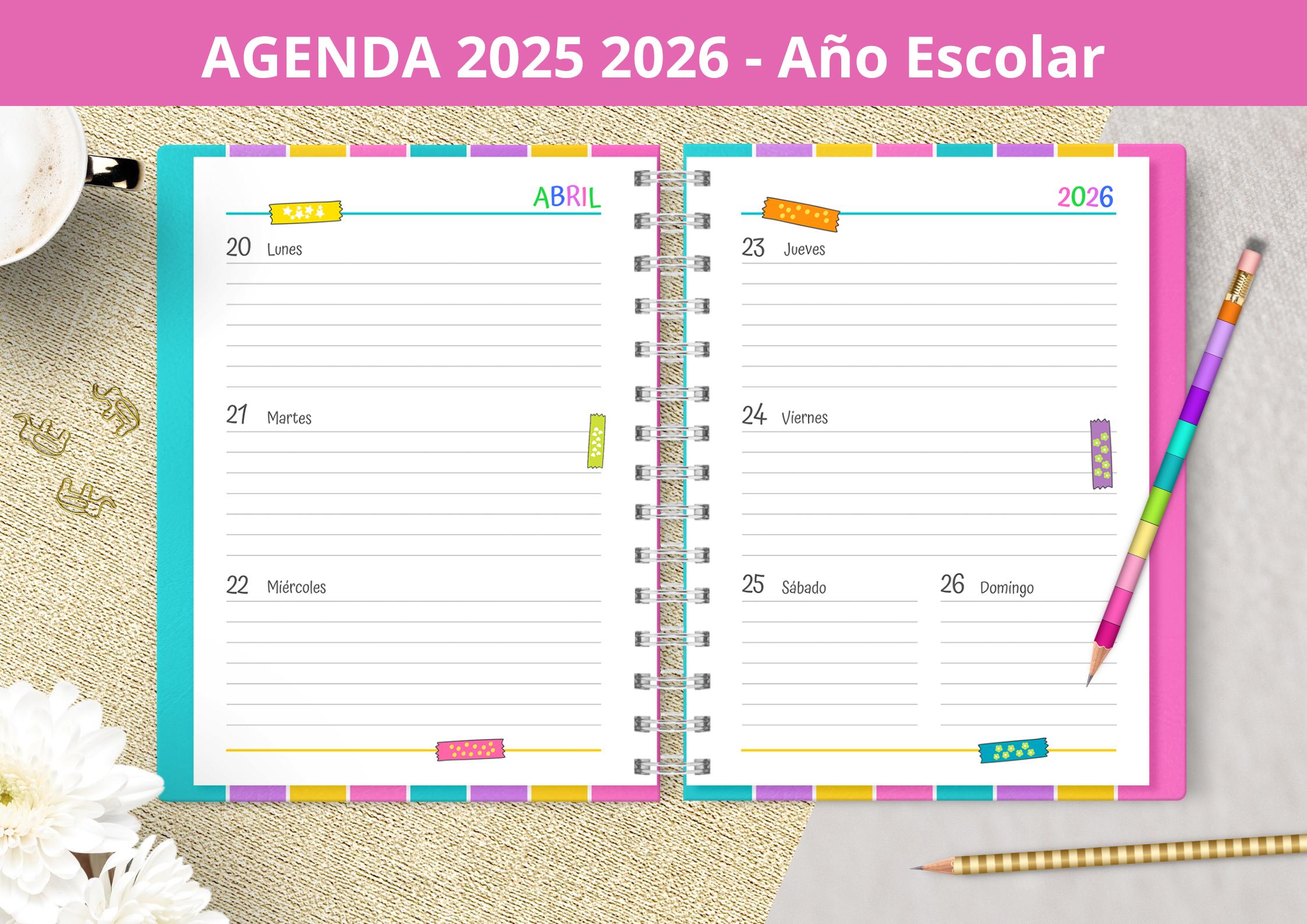 Agenda Escolar 2025 2026 para maestros para imprimir Asistencia ...