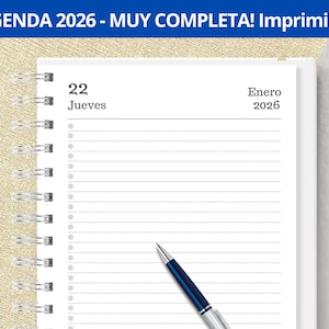Agenda 2026 Diaria para imprimir - Un Día por Página - Planeadores Mensuales - Gastos - archivos PDF imprimibles - digital - MUY COMPLETA