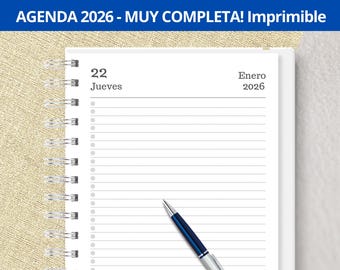 May include: A white page from a 2026 agenda with the date January 22, 2026, and the day of the week, Thursday, written at the top. The page has a lined section for writing notes and a column of circles for checking off tasks.