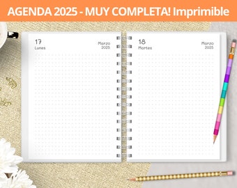 2025 Daily Agenda to print - Monthly Planners - Expenses - Bullet Journal dotted notes - printable PDF files - VERY COMPLETE