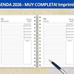 Agenda 2026 Diaria para imprimir - Un Día por Página - Planeadores Mensuales - Gastos - archivos PDF imprimibles - digital - MUY COMPLETA