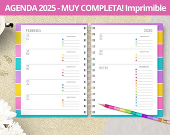 Printable 2025 Weekly Agenda - Monthly Planners - Expenses - Bullet Journal dotted notes - printable PDF files - VERY COMPLETE