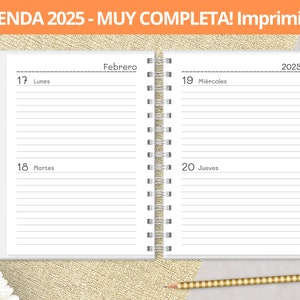 Agenda 2025 - Dos dias por pagina - para imprimir - Planeadores Mensuales - Gastos - Notas Bullet Journal - archivos pdf - MUY COMPLETA
