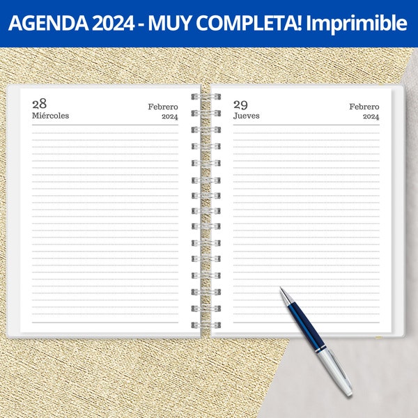 2024 Daily Agenda to print - One Day per Page - Monthly Planners - Expenses - printable PDF files - digital - VERY COMPLETE