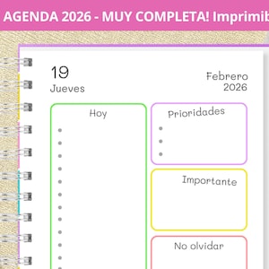 Agenda 2026 Diaria para imprimir - Planeadores Mensuales - Gastos - Notas punteadas Bullet Journal - archivos PDF imprimibles - MUY COMPLETA