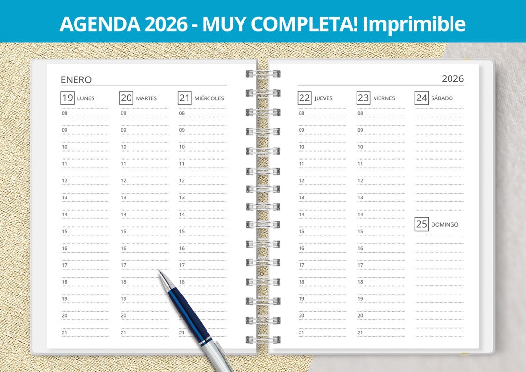 Agenda 2026 Semanal para imprimir - Semana a la Vista - Planeadores