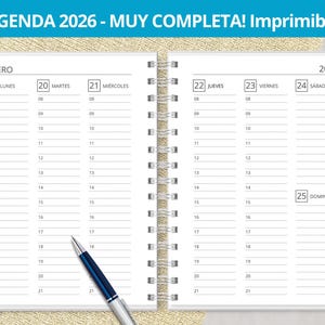 Agenda 2026 Semanal para imprimir - Semana a la Vista - Planeadores Mensuales - gastos - notas - archivos PDF imprimibles - MUY COMPLETA