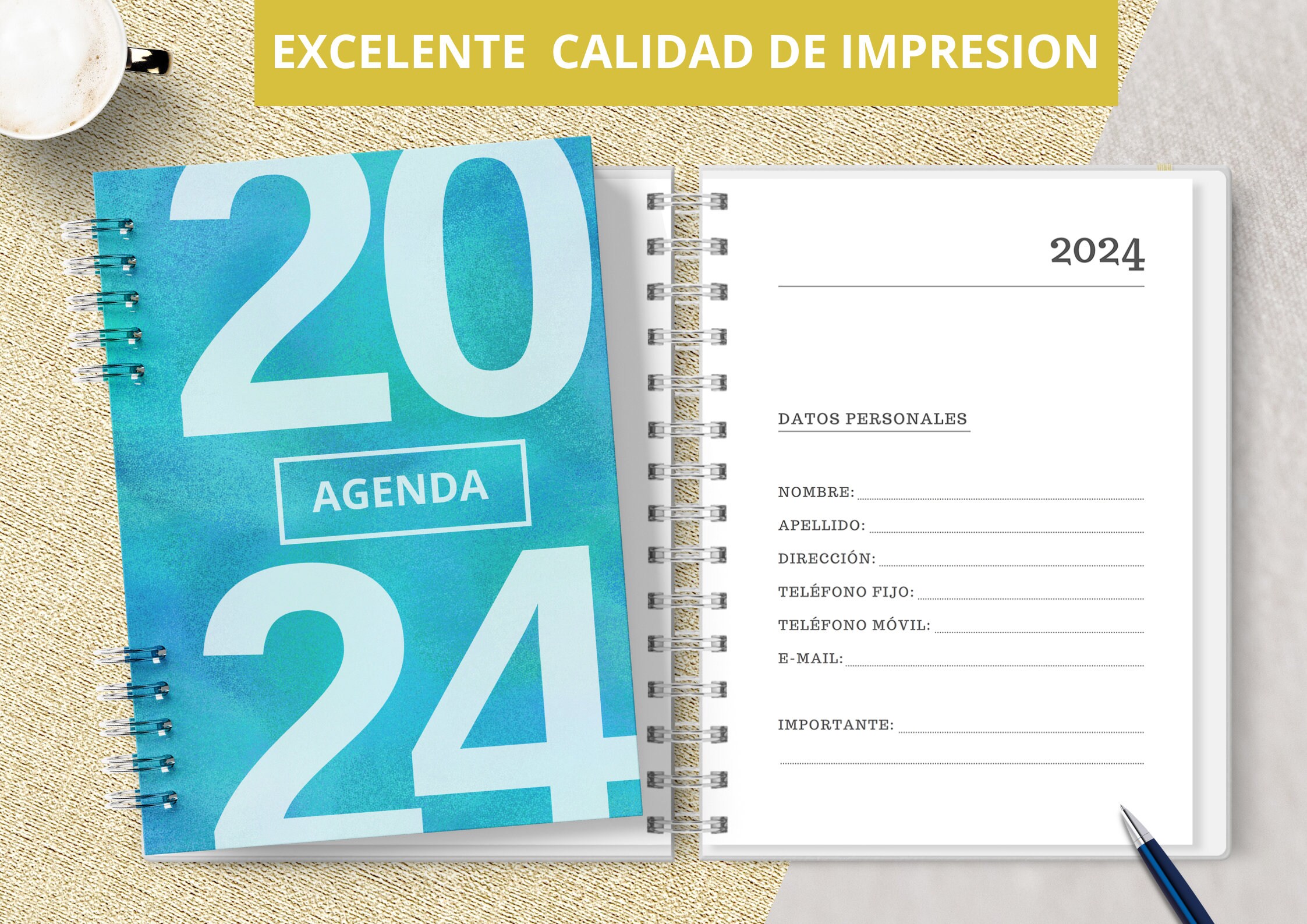 Agenda 2024 Two Days per Page to Print Monthly Planners Expenses