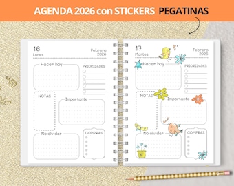 2026 Daily Planner with Stickers - Printable - Monthly Planners - Expense Tracker - Bullet Journal Notes - Planner - VERY COMPLETE