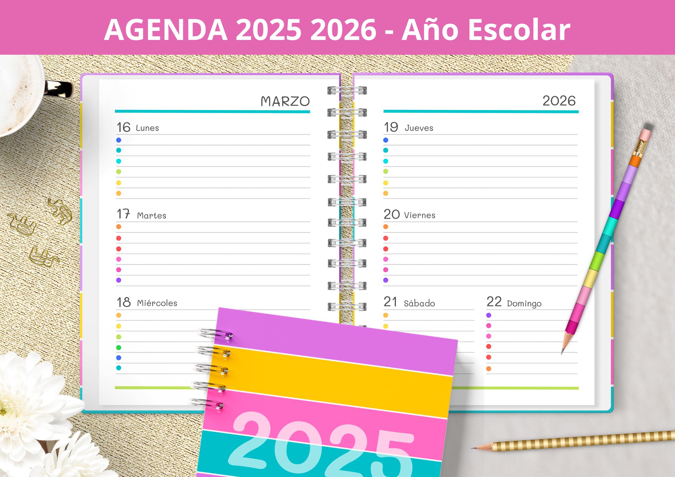 Agenda De Pared Académica 2025/2026 - Grande 120x42 Cm, De Agosto 2025 A Julio 2026, Para Familia, Oficina O Escuela