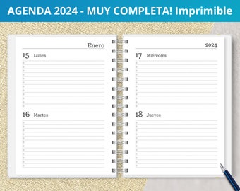Agenda 2024 – Zwei Tage pro Seite – zum Ausdrucken – Monatsplaner – Ausgaben – druckbare PDF-Dateien – digital – SEHR VOLLSTÄNDIG