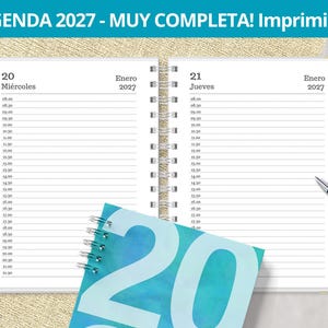 Daglig planerare för utskrift 2027 - En dag per sida - Månadsplanerare - Utgifter - Utskrivbara PDF-filer - Digital - Mycket omfattande
