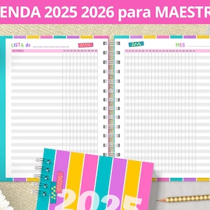 Agenda Escolar 2025 2026 para maestros para imprimir - Asistencia - Evaluaciones - Calificaciones - Listas - Planeadores - Planificadores