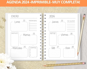 Printable 2024 Weekly Agenda - Monthly Planners - Expenses - Bullet Journal dotted notes - printable PDF files - VERY COMPLETE