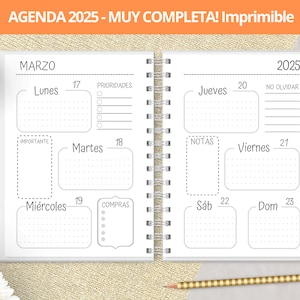 Printable 2025 Weekly Agenda - Monthly Planners - Expenses - Bullet Journal dotted notes - printable PDF files - VERY COMPLETE