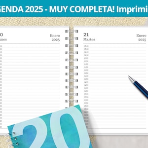 Printable 2025 Daily Agenda One Day per Page Monthly Planners Expenses printable PDF files digital VERY COMPLETE image 1